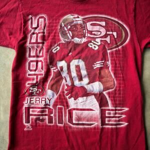 VINTAGE SAN FRANCISCO 49ERS JERRY RICE NFL FOOTBALL SHIRT MEN MEDIUM RED USA 90S